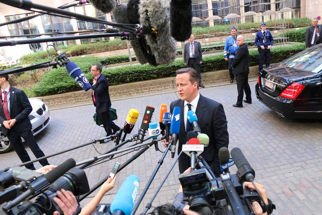 Prime Minister David Cameron speaks ahead of the European Council in Brussels, Belgium
